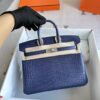 HERMÈS Birkin 25CM Matte Alligator Crocodile Image 7L Blue De Malte PHW Hardware