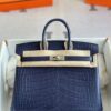 HERMÈS Birkin 25CM Matte Alligator Crocodile Image 7L Blue De Malte PHW Hardware