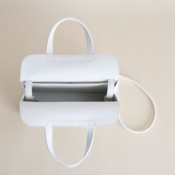 Hermes Halzan Clememce Leather 25CM 01 Blanc Silver Hardware