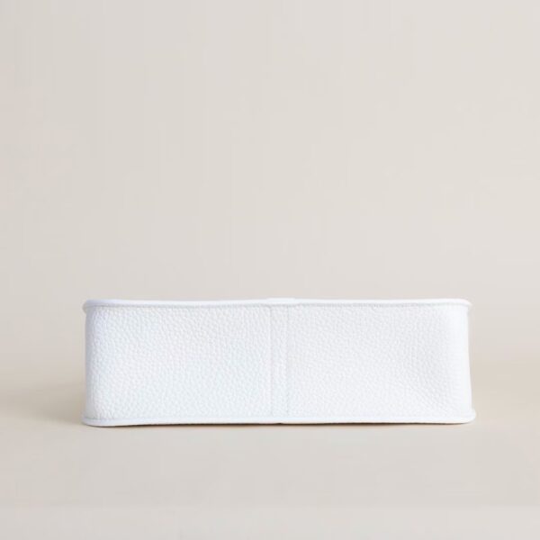 Hermes Halzan Clememce Leather 25CM 01 Blanc Silver Hardware