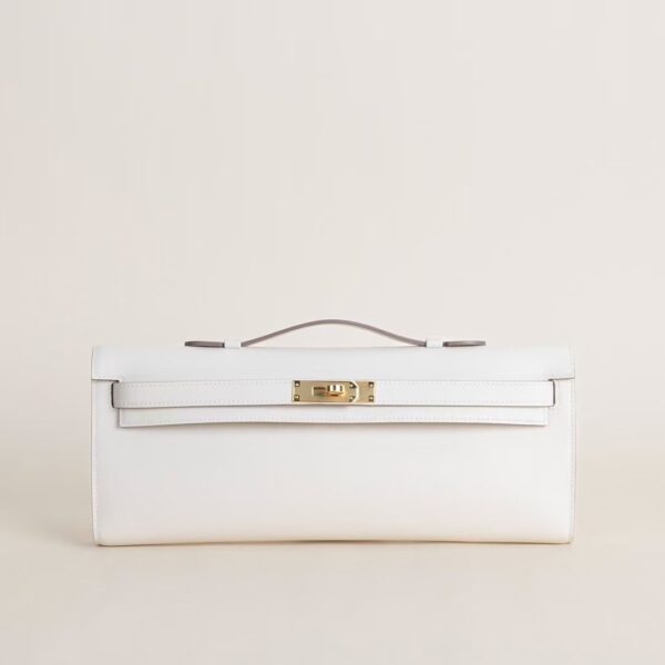 HERMÈS Kelly Cut Swift Leather CK10 Craie 31CM Rose GHW