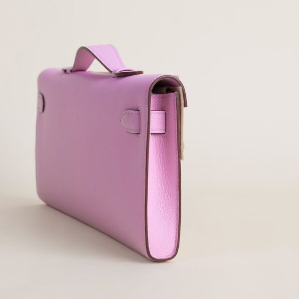 HERMÈS Kelly Cut Swift Leather X9 Mauve Sylvestre 31CM Rose GHW