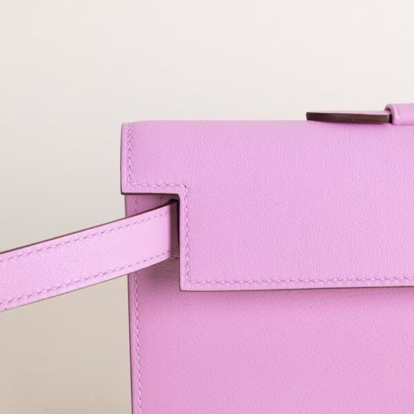 HERMÈS Kelly Cut Swift Leather X9 Mauve Sylvestre 31CM Rose GHW