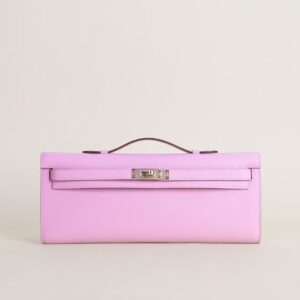 HERMÈS Kelly Cut Swift Leather X9 Mauve Sylvestre 31CM Rose GHW
