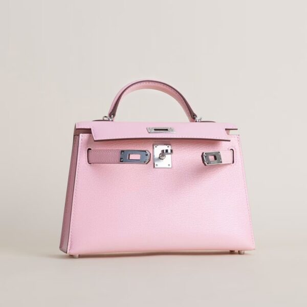 HERMÈS Mini Kelly Chever Leather 19CM 3Q Rose Sakura PHW