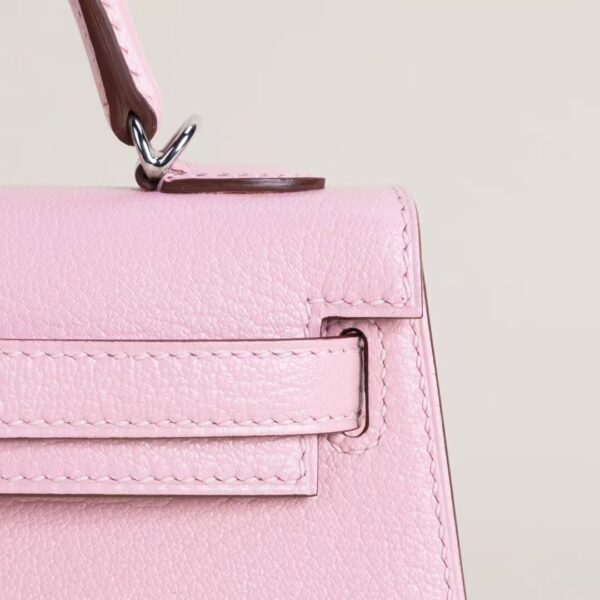 HERMÈS Mini Kelly Chever Leather 19CM 3Q Rose Sakura PHW