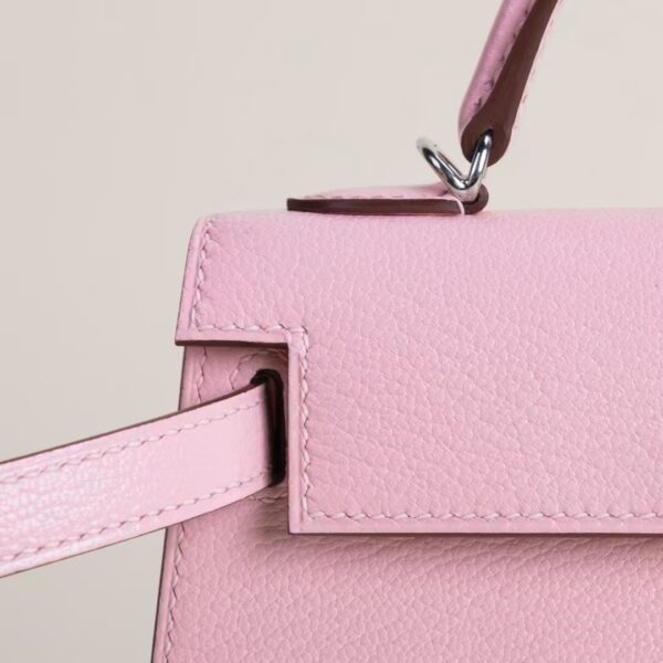 HERMÈS Mini Kelly Chever Leather 19CM 3Q Rose Sakura PHW
