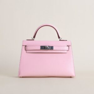 HERMÈS Mini Kelly Chever Leather 19CM 3Q Rose Sakura PHW
