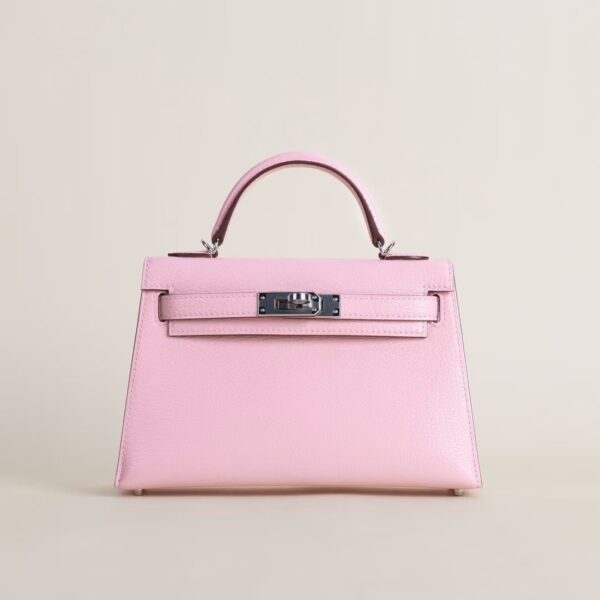 HERMÈS Mini Kelly Chever Leather 19CM 3Q Rose Sakura PHW