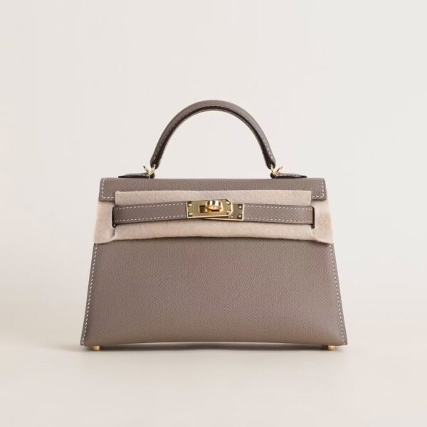 HERMÈS Mini Kelly ll Epsom Leather CK18 Etoupe 19CM GHW & PHW