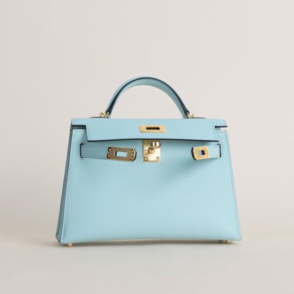 HERMÈS Mini Kelly ll U2 Blue Zephyr Epsom Leather 19CM GHW