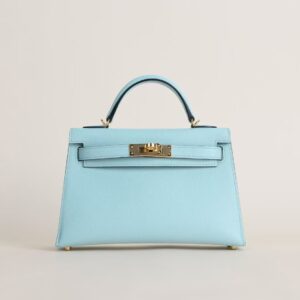 HERMÈS Mini Kelly ll U2 Blue Zephyr Epsom Leather 19CM GHW