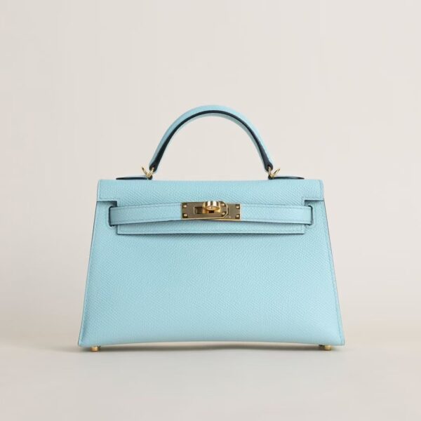 HERMÈS Mini Kelly ll U2 Blue Zephyr Epsom Leather 19CM GHW