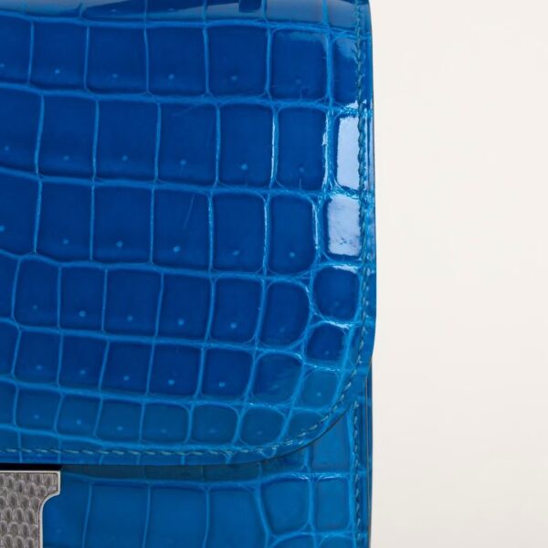 HERMÈS Constance Shiny HCP Crocodile 7W Blue Izmir PHW Hardware 1-18