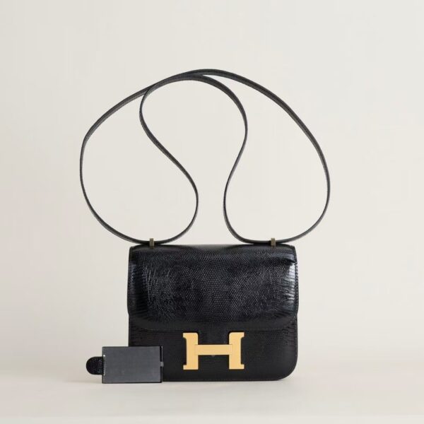 HERMÈS Constance 1-18 CK89 Black Lizard Leather 18CM GHW Hardware
