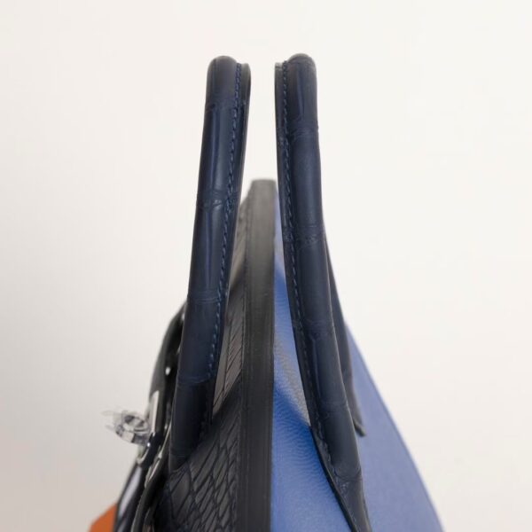 HERMÈS Birkin Faubourg 20CM Blue Matte Alligator / Calf Leather PHW