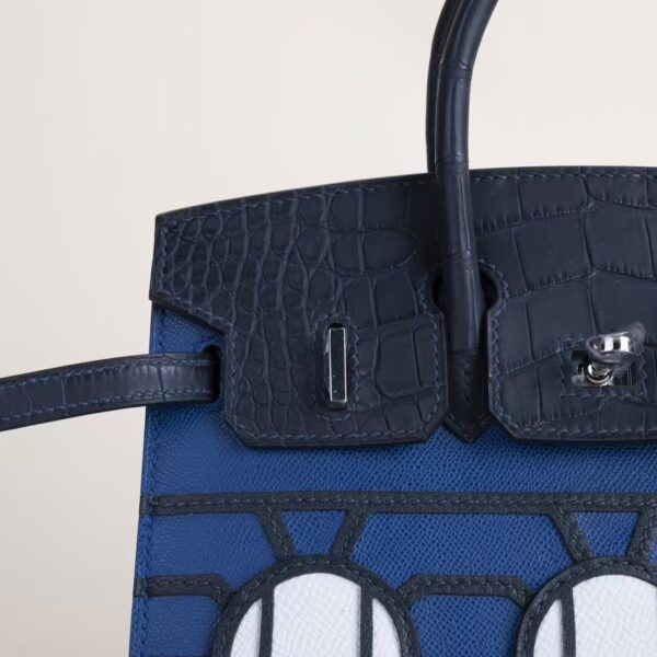 HERMÈS Birkin Faubourg 20CM Blue Matte Alligator / Calf Leather PHW